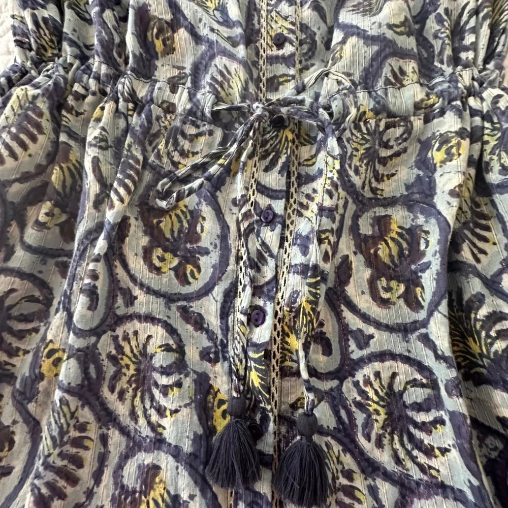 Maison Hotel Roberta Dress Vintage Blue and Ivory  Size XL - Picture 8 of 11